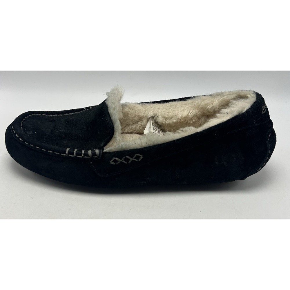 UGG Ansley Wool Lined Slipper Womens 7 Suede Black Cozy Warm Winter